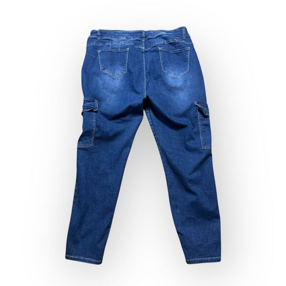 Blue Savy Cargo Jeans Women’s 22 Retro Blue Skinny Leg Denim - Picture 2 of 7